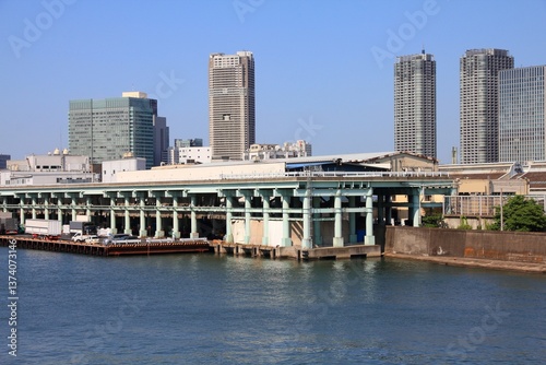 Tokyo Tsukiji and Shiodome city skyline