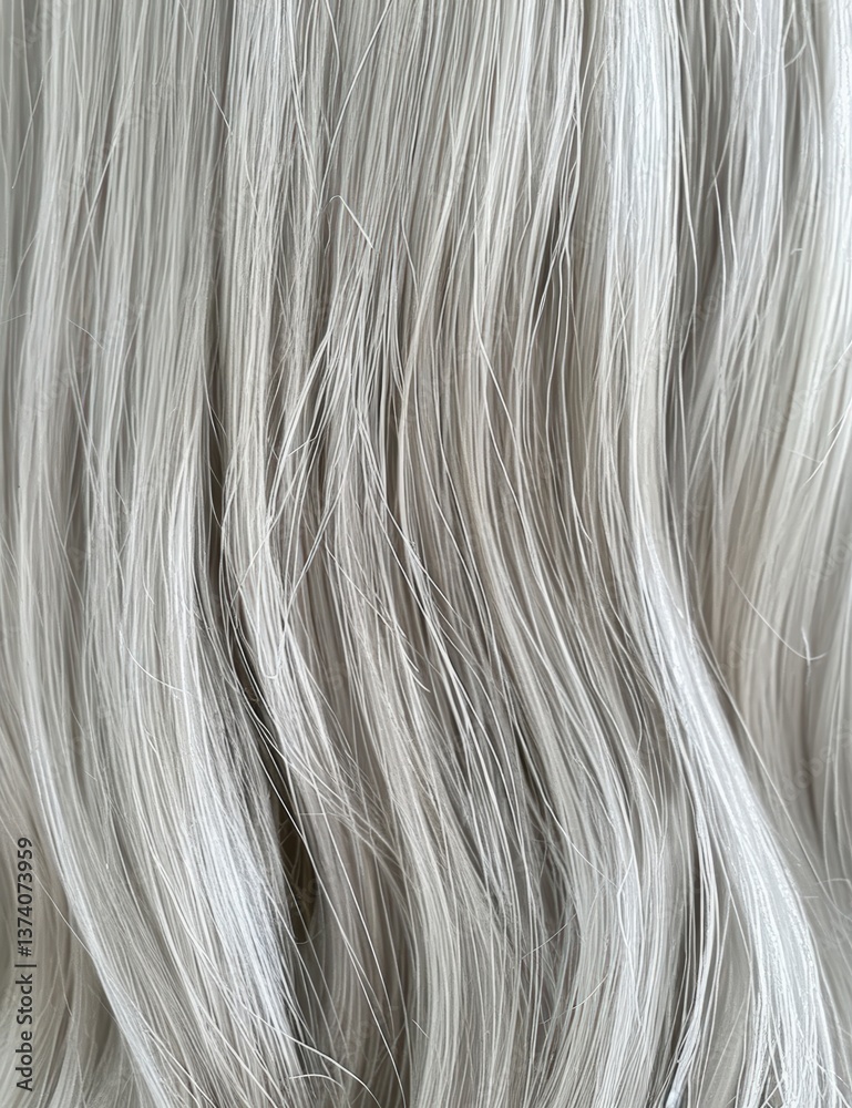 Fototapeta premium Long, flowing silver hair texture close-up