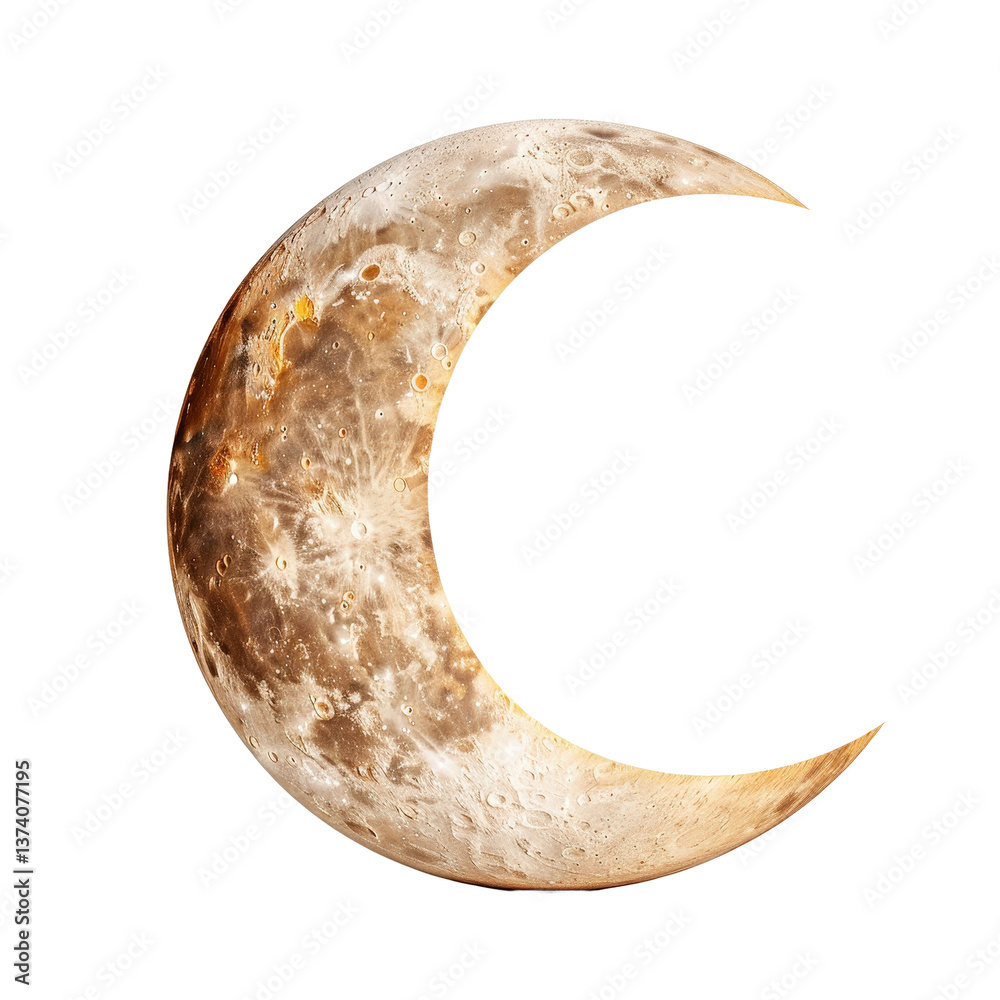 Detailed Close-up of a Crescent Moon with Textures and Craters in a Dark Background Detailed Close-up of a Crescent Moon with Textures and Craters in a Dark Background