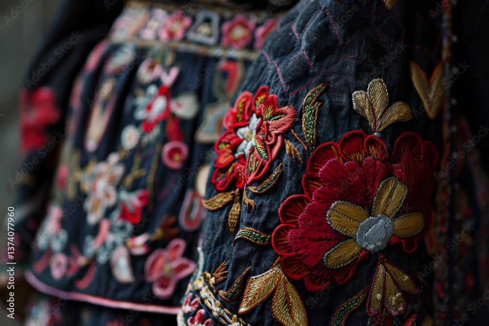 Naklejka premium Intricate Folk Costume Embroidery
