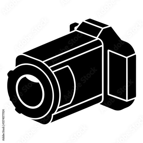 Digital camera on white background with lens and display
