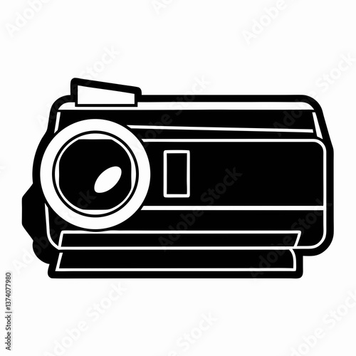 Digital camera on white background with lens and display