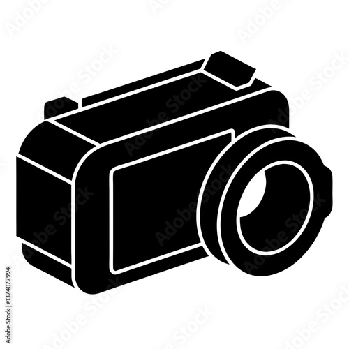Digital camera on white background with lens and display
