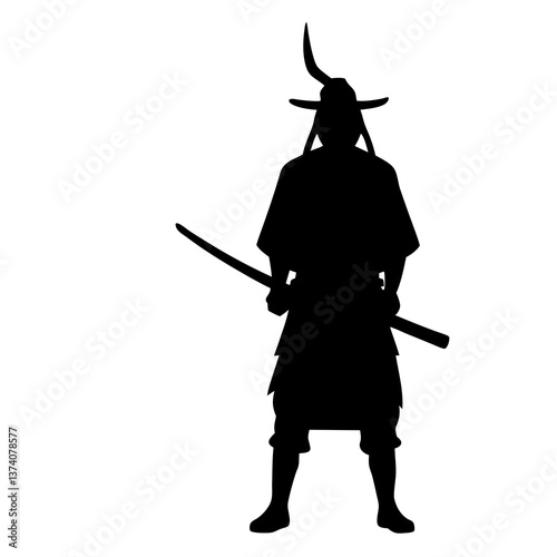 Vector illustration of a devil and black knight silhouette in sports costumes with swords, featuring a fun Halloween warrior theme