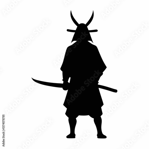 Vector illustration of a devil and black knight silhouette in sports costumes with swords, featuring a fun Halloween warrior theme