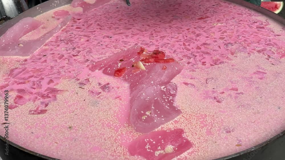 Mohobat ka sharbat, a syrup made using water melon and roohafza.