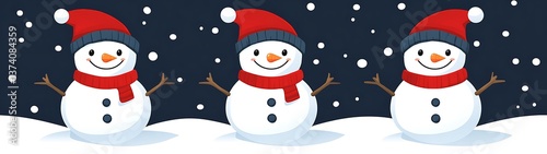 Snowmen Winter Night Scene