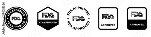FDA Approved - stickers for food and drug packaging labels. Vector isolated on white.