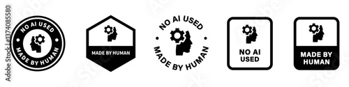 No AI Used, made by human - vector stamps for content or image. Signs isolated on white.