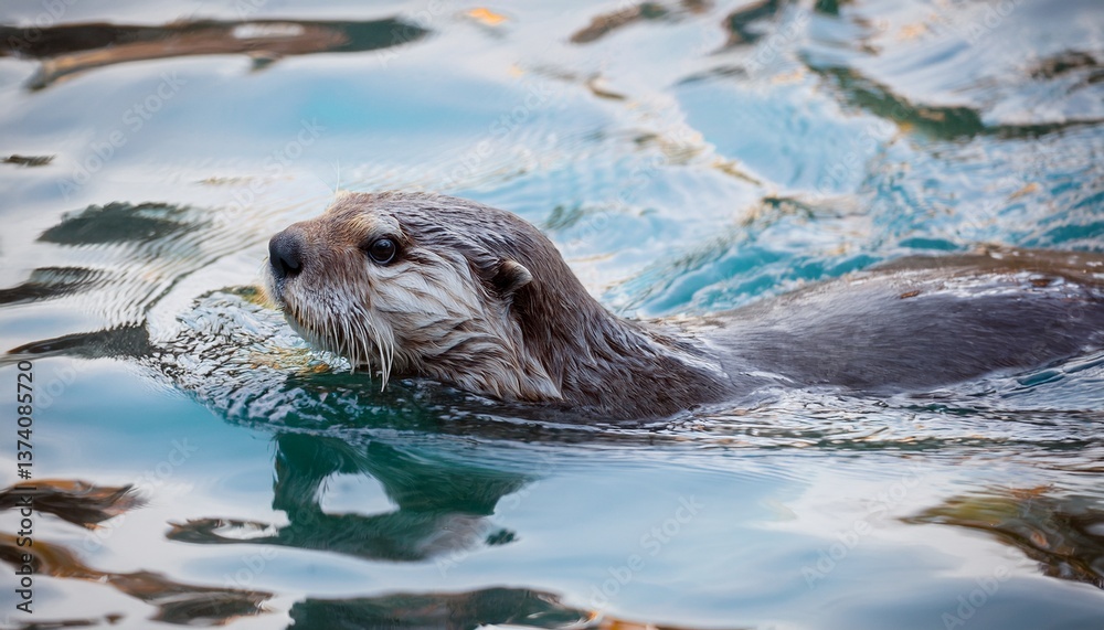 Fototapeta premium 水中にいるラッコ