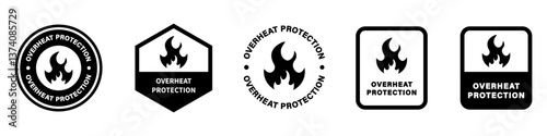 Overheat Protection - vector stamps isolated on white background. Fire Proof signs.