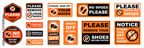 Please take off your shoes attention signs