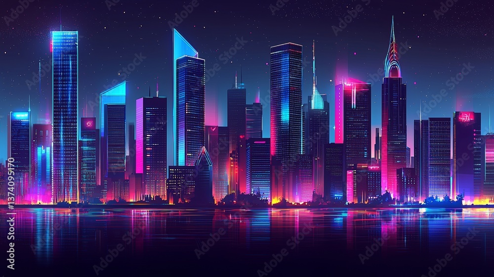 In a futuristic technology concept, digital data connections crisscross a city skyline illuminated by blue light effects, all set against the backdrop of a black urban landscape In a futuristic technology concept, digital data connections crisscross a city skyline illuminated by blue light effects, all set against the backdrop of a black urban landscape
