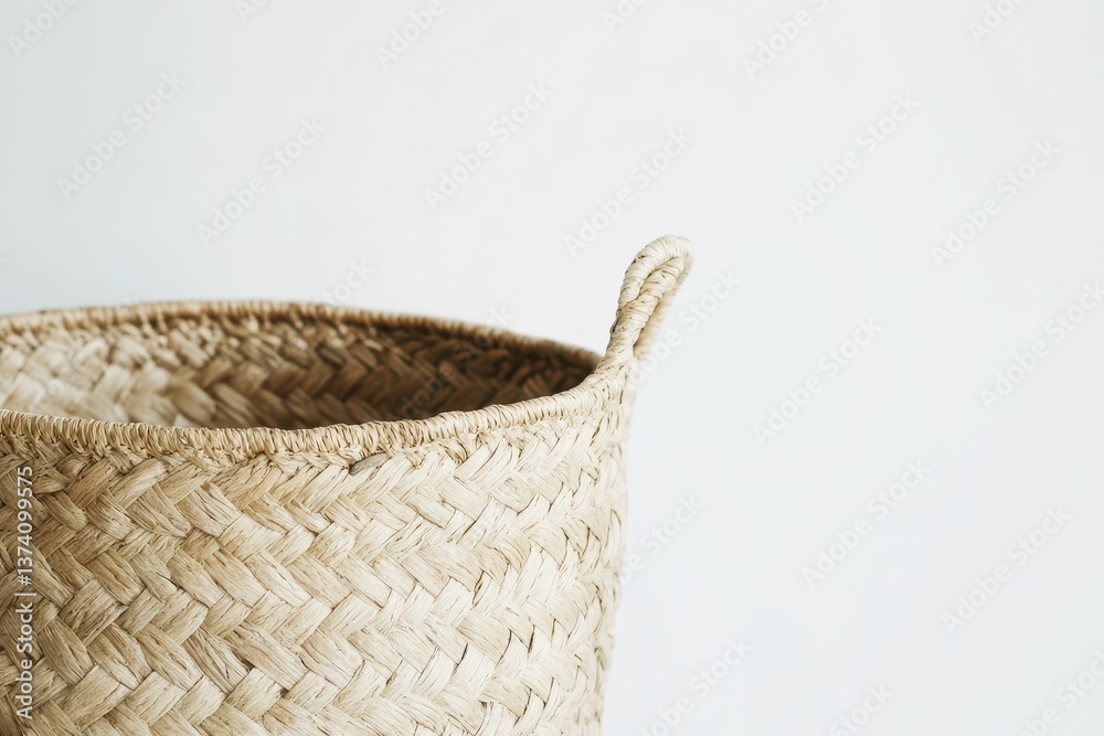 Fototapeta premium Woven Seagrass Basket Handmade Storage Solution for Home Decor