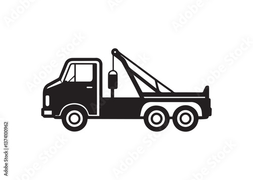 Tow Truck Silhouette Vector