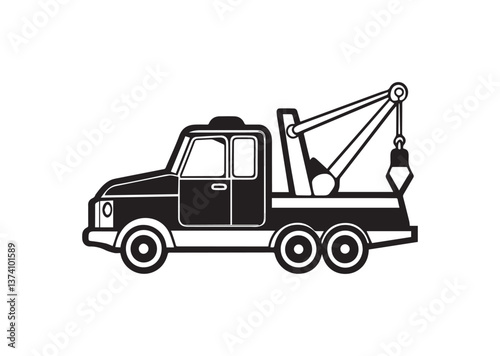 Tow Truck Silhouette Vector