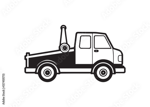 Tow Truck Silhouette Vector