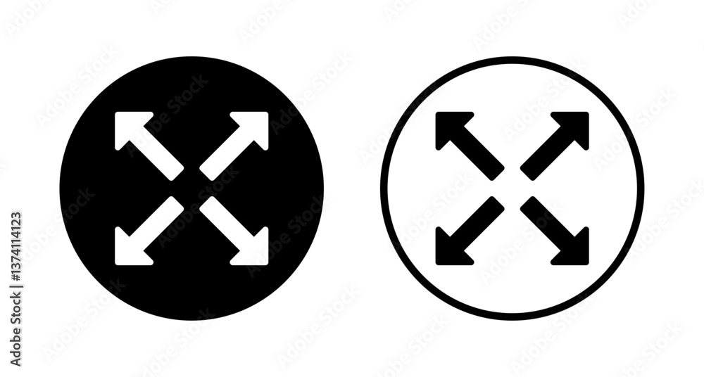 Obraz premium Fullscreen Icon logo design. Expand to full screen sign and symbol. Arrows symbol