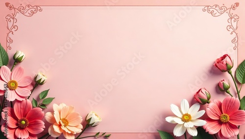 Muted pink vintage retro scrapbooking paper background with retro flower bouquets,  muted pink,  bouquets