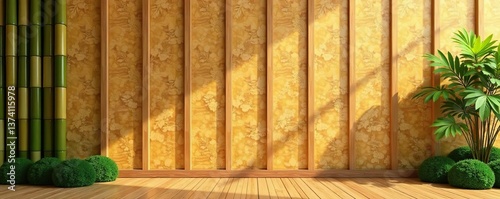 Natural and textured bamboo wall background perfect for creating a serene and organic atmosphere in your designs,  sustainable,  tropical