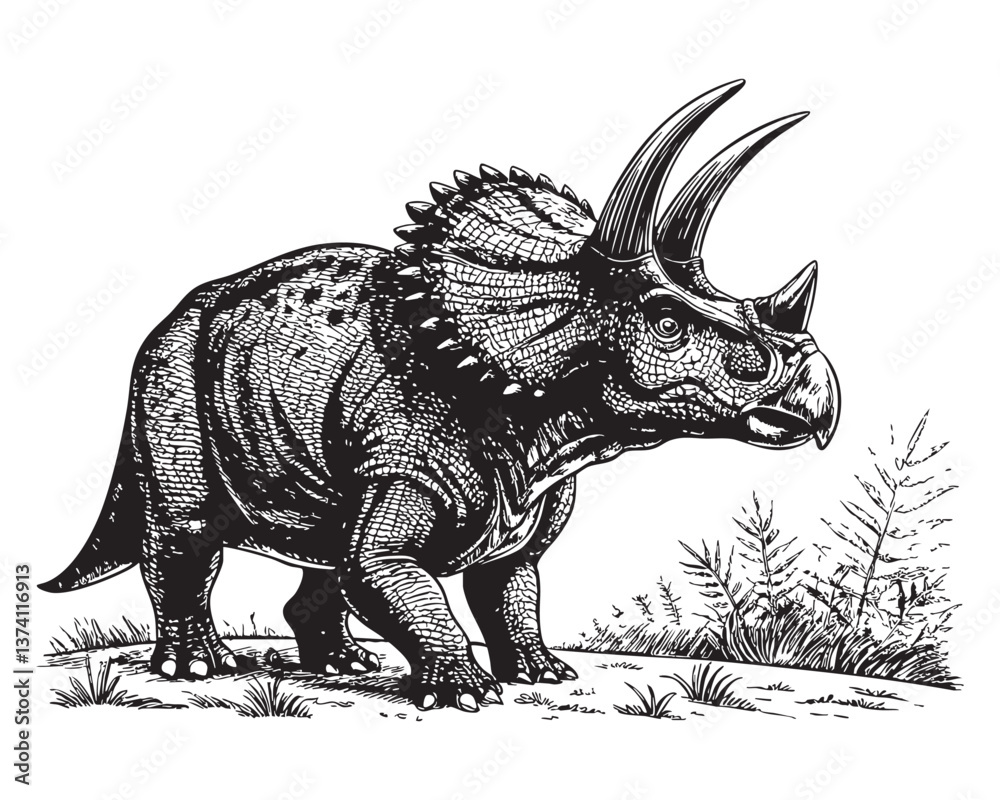 Fototapeta premium dinosaur engraving vector illustration
