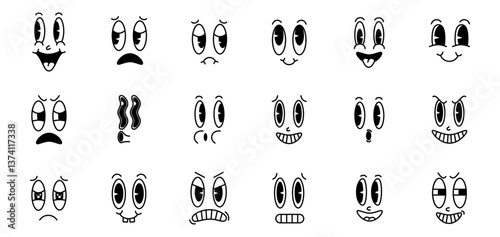 retro 80s cartoon face bundle vintage cartoon mascot