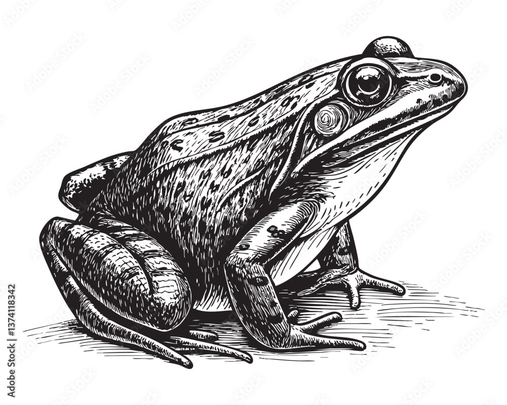 Naklejka premium frog engraving vector illustration