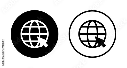 Web icon logo design. go to web sign and symbol. web click icon. Global search icon