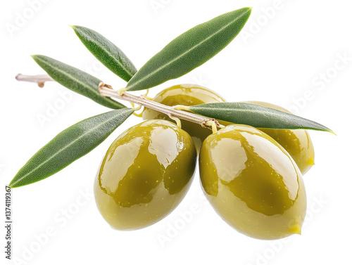 Isolated Four Green Olives