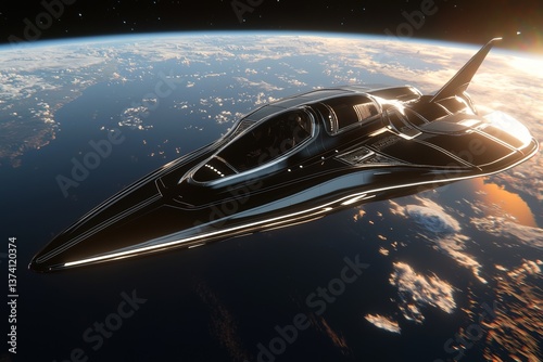 A futuristic fighter bomber is depicted soaring through space, exemplifying a modern combat flying ship in a 3D realistic illustration generated by AI