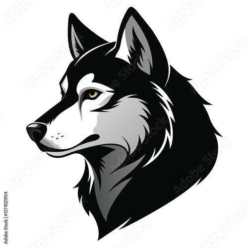 Siberian Husky Dog Head Shape Vector Illustration