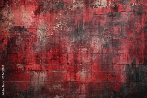 Weathered red brick wall with a gritty, vintage grunge texture.