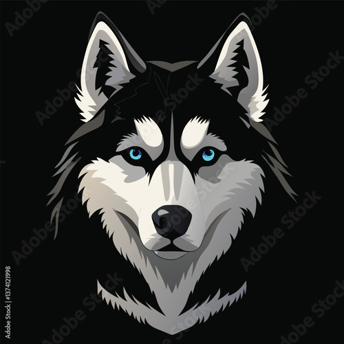 Siberian Husky Dog Head Shape Vector Illustration