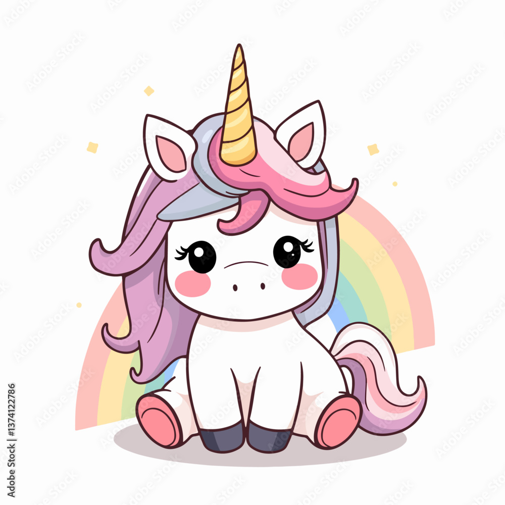 Cute unicorn cartoon illustration