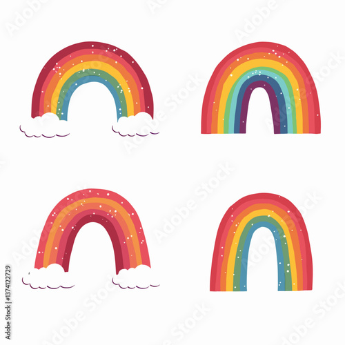 Set of rainbow vector illustrations on white background	