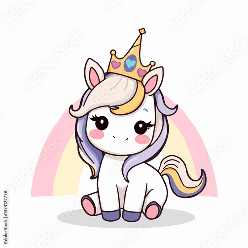 Cute unicorn cartoon illustration