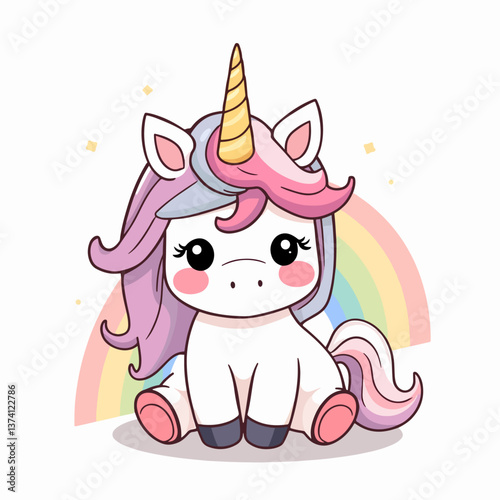 Cute unicorn cartoon illustration