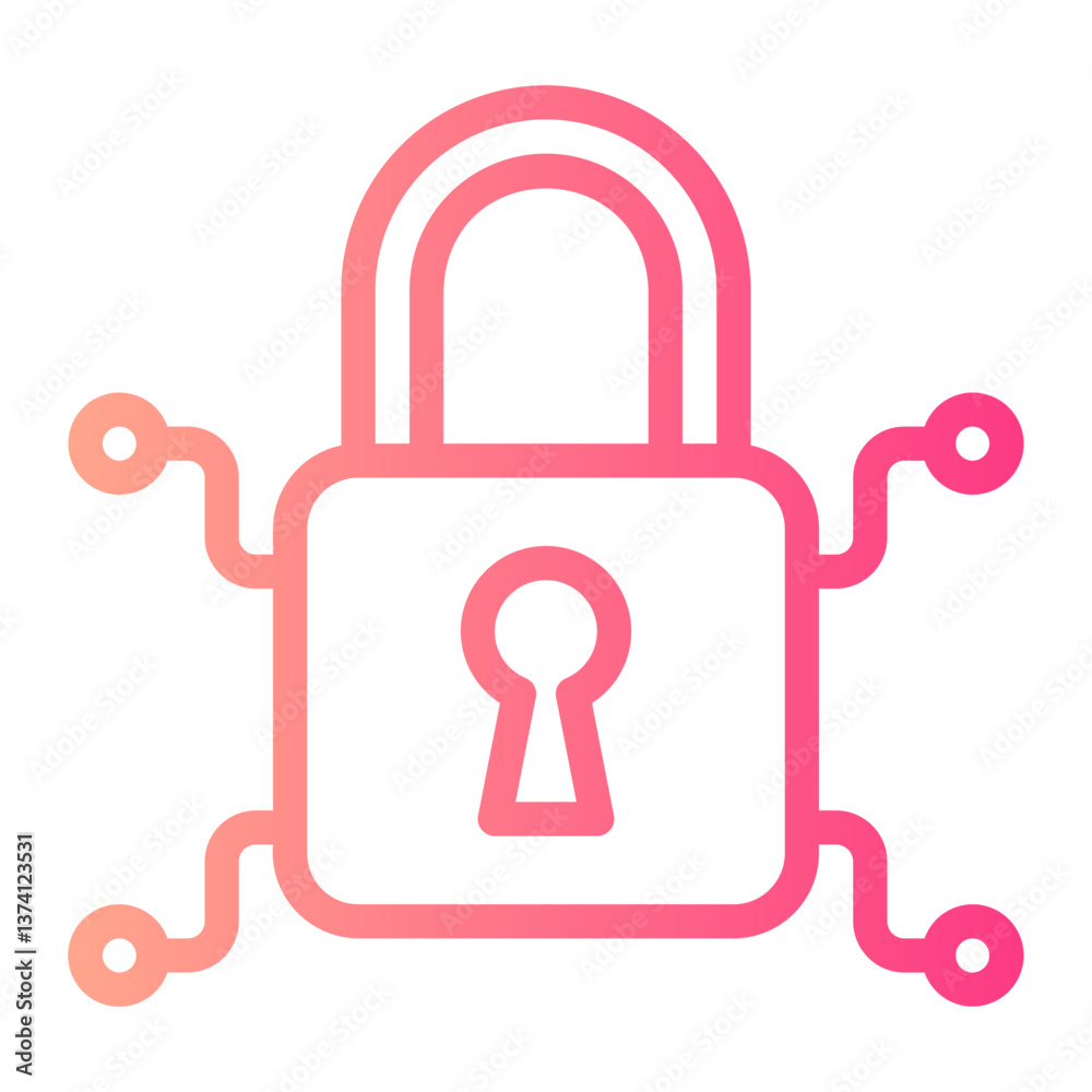 digital padlock gradient icon