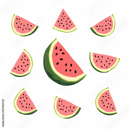 Vector illustration of set watermelon