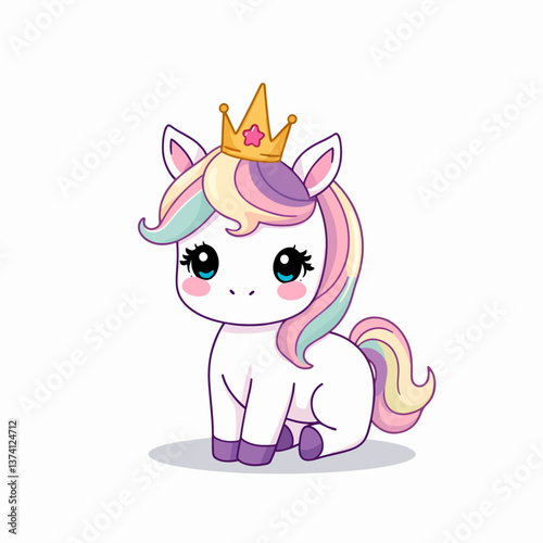 Cute unicorn cartoon illustration