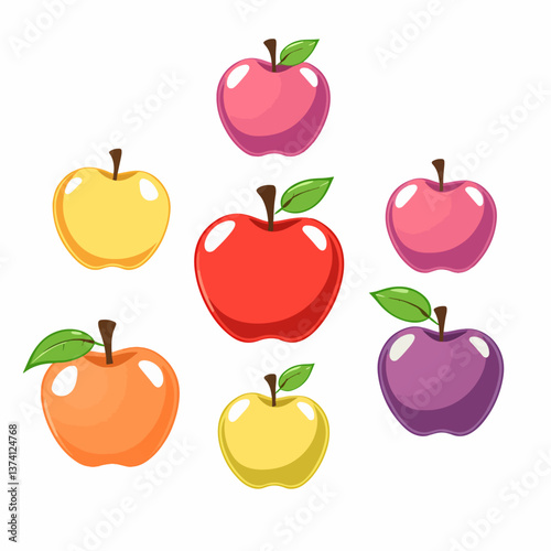 Apple set flat vector illustration.
