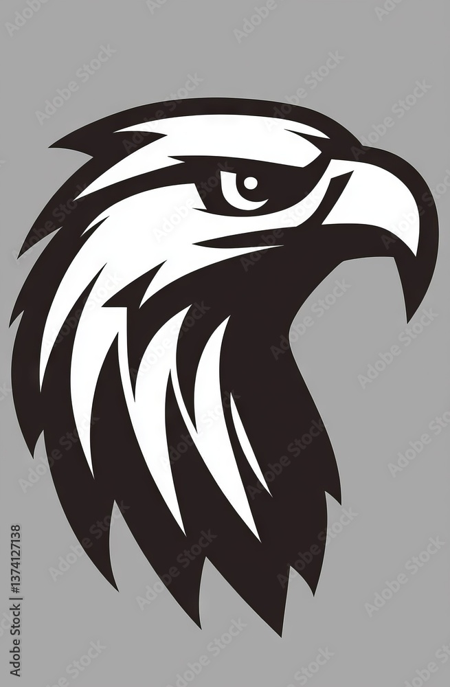 Fototapeta premium A white eagle head represented by a simple geometric shape from the future