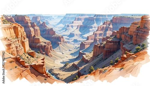 Stunning Canyon Landscape: Breathtaking Digital Art of Red Rock Formations