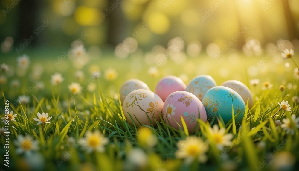 easter eggs in grass easter eggs in grass