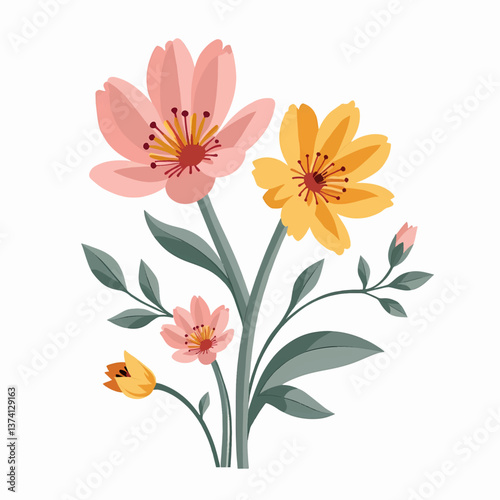 Bild auf Leinwand Abstract flowers, top view