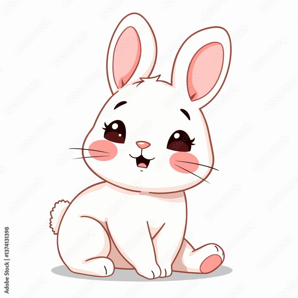 Happy Easter Bunny Vector illustration. Cute Rabbit cartoon character.