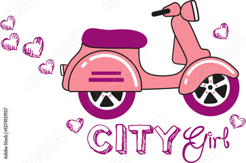 Cartoon Motorcycle Vector for Kids Clothing Print