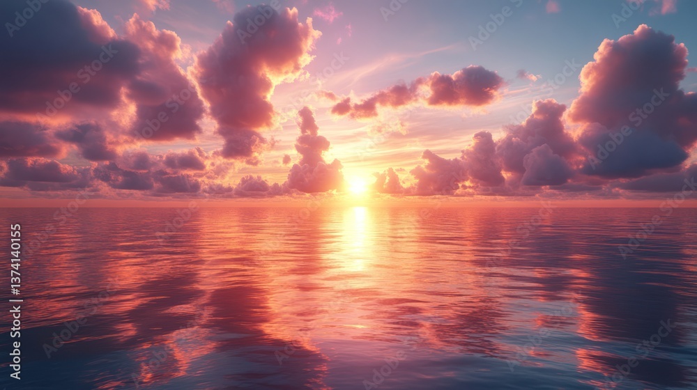 Sunset landscape reflection art Sunset landscape reflection art