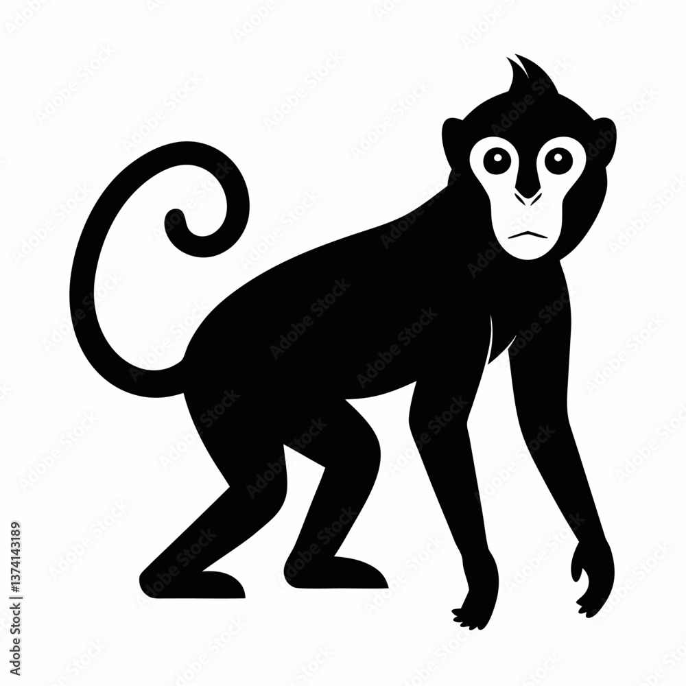 Obraz premium Monkey vector Silhouette on white background