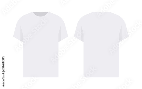 White men's t-shirt. From two sides. Front and back sides
